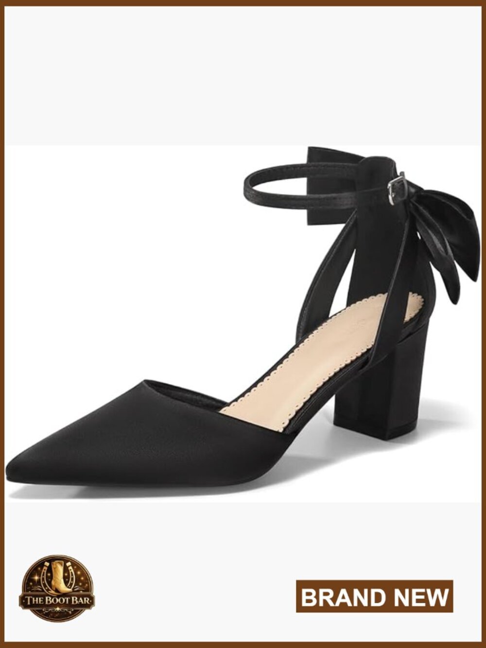 Chunky Heels Ankle Strap Pointed Toe Pumps Block Heel